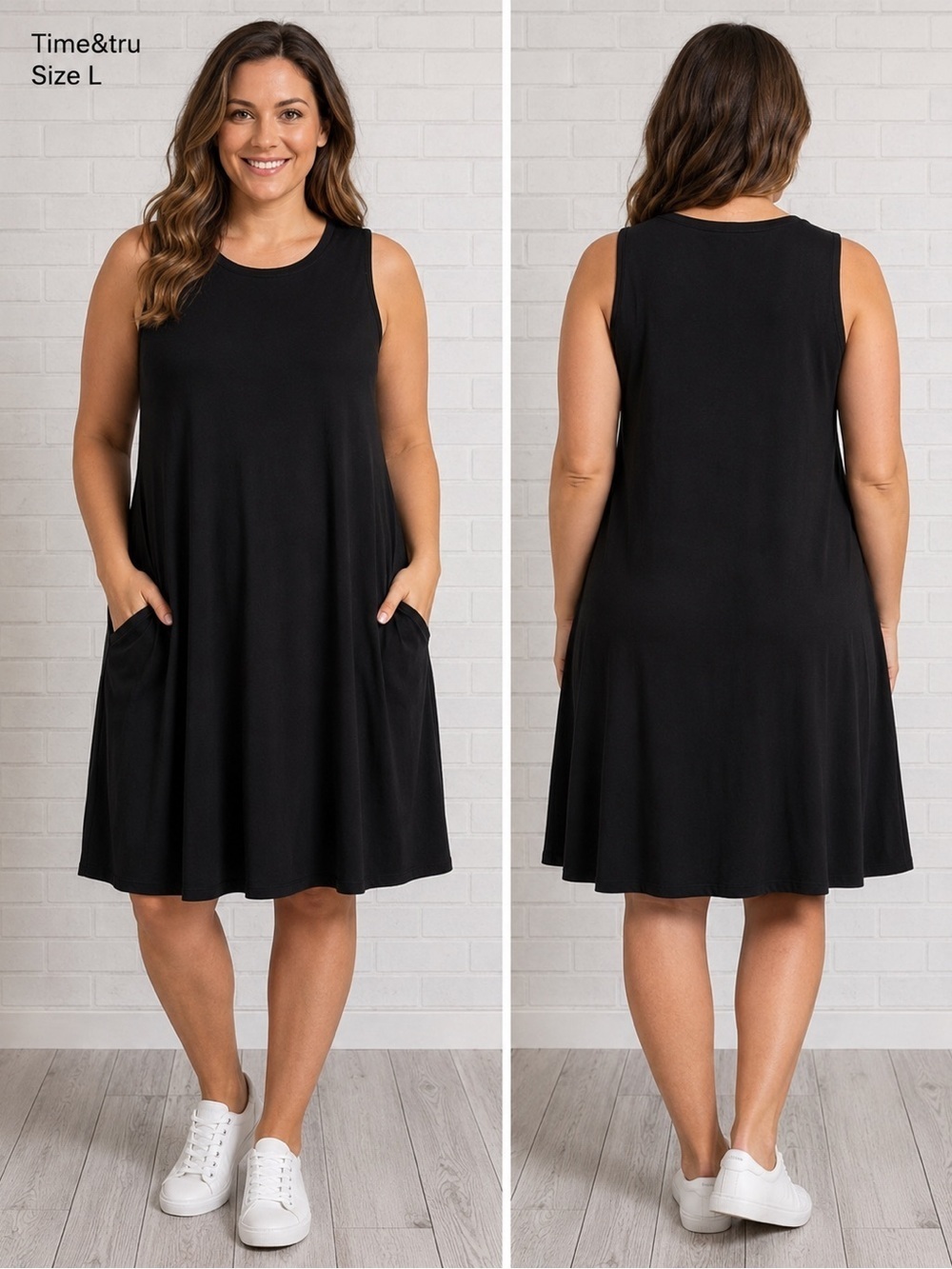 TIME&TRU casual Black Sleeveless cottagecore   Dress/size L